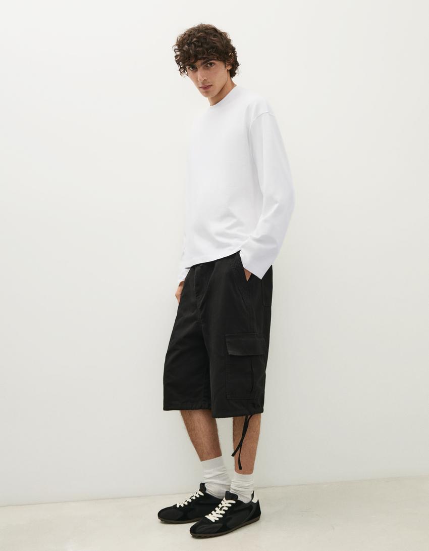 Camiseta manga larga boxy-Blanco