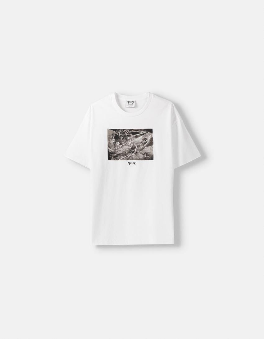 Berserk print short sleeve boxy fit T-shirt-White-4