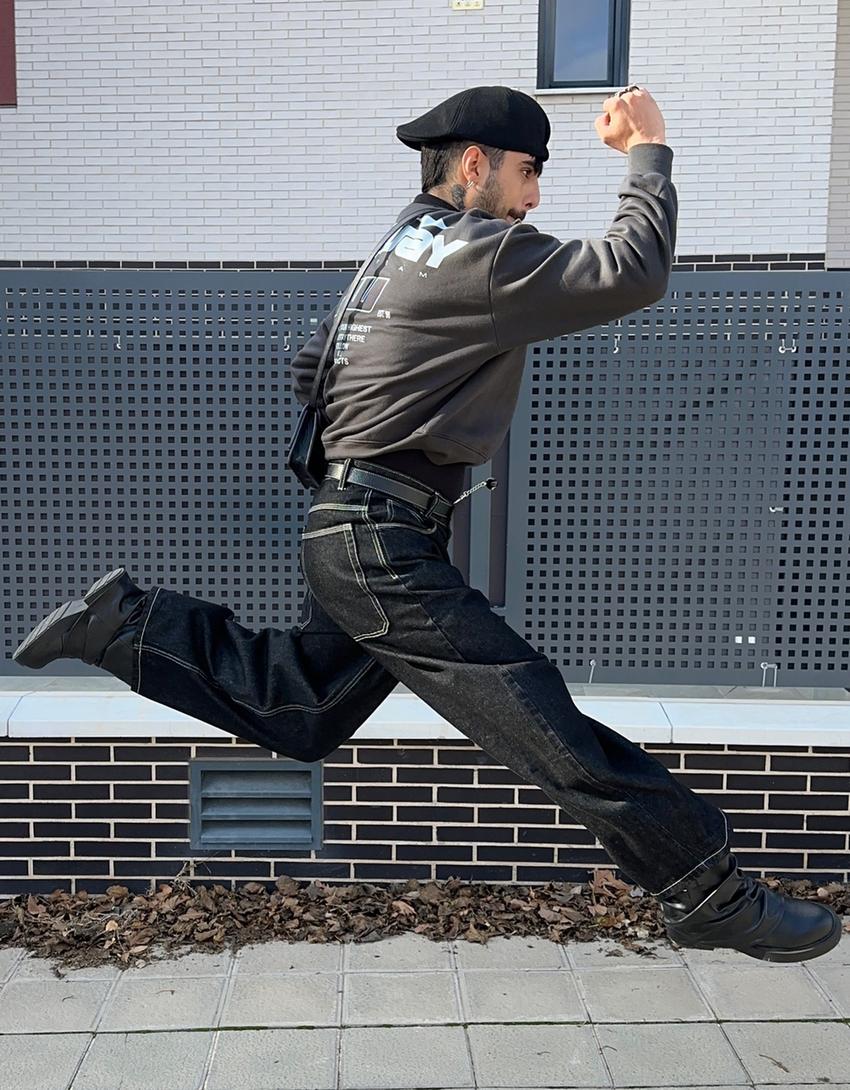 Printed boxy sweatshirt-Blue