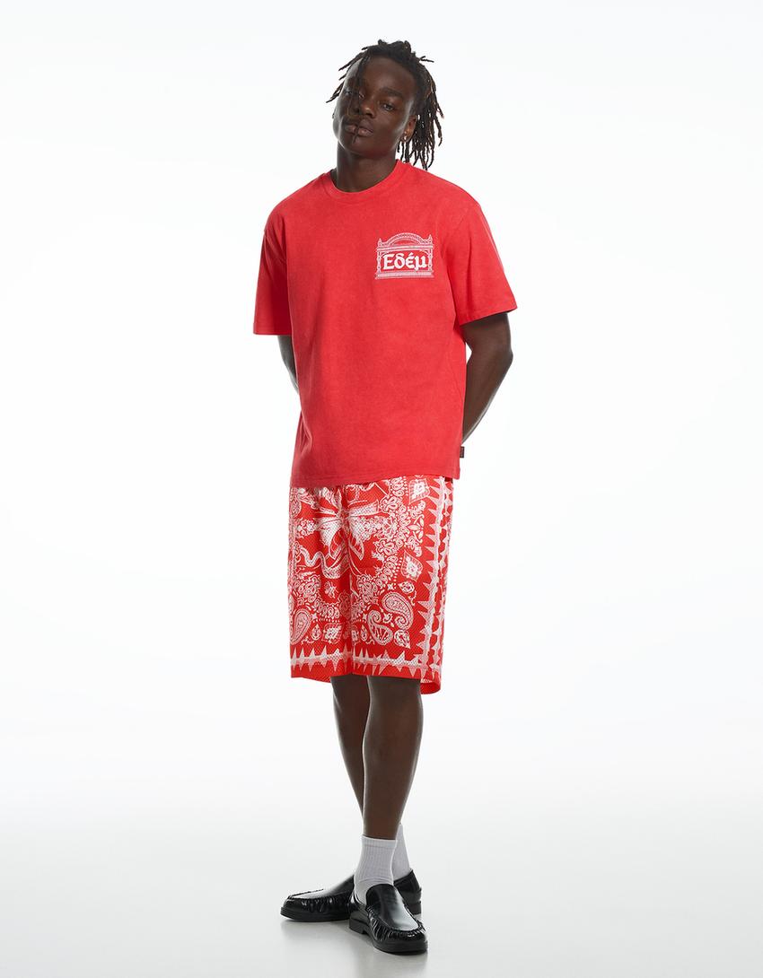 Relaxed fit T-shirt ARIES X BERSHKA-Red