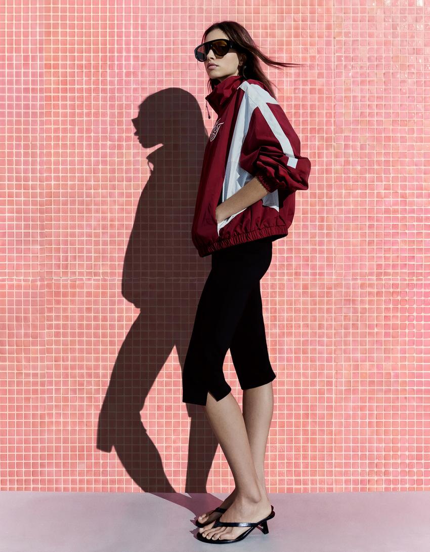 Lightweight embroidered jacket-Burgundy