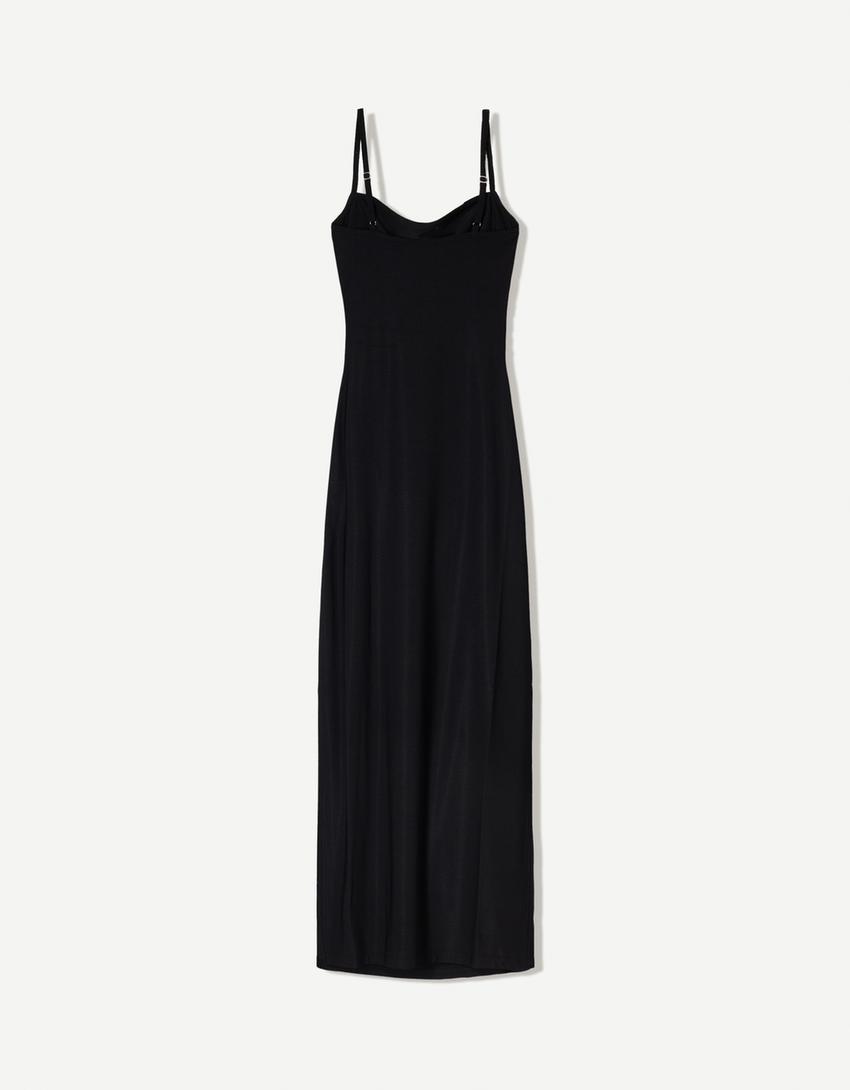 Vestido midi tirantes-Negro
