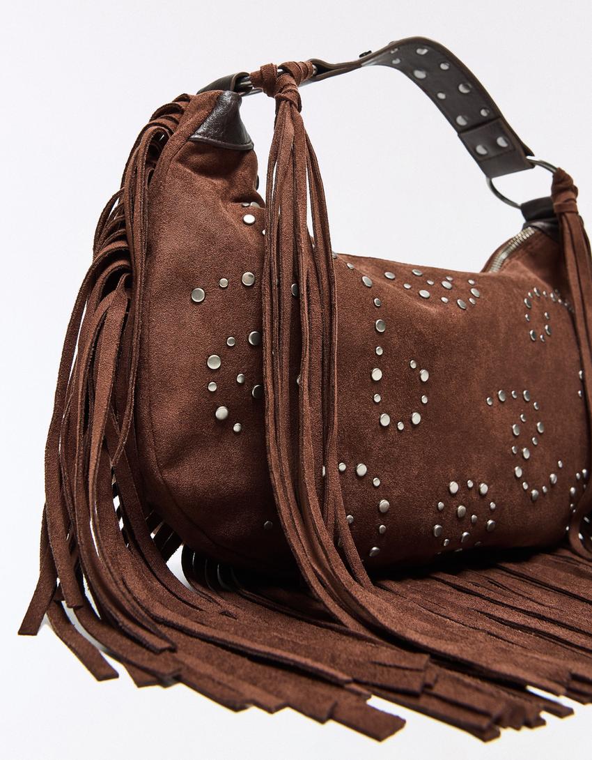 Rojtos és szegecses táska-Barna