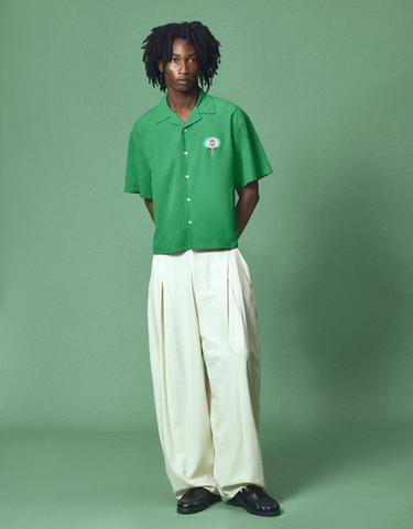 Short sleeve print shirt JUN IONEDA — Green 3