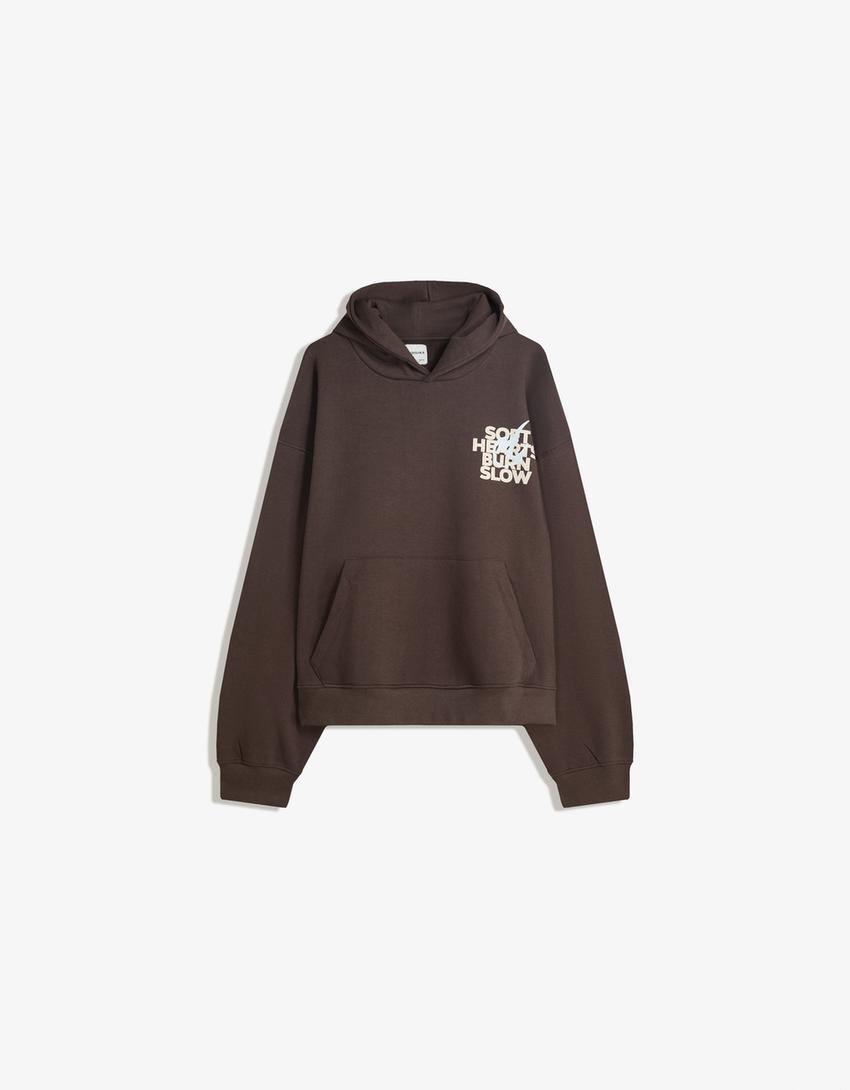 Kapuzen-Sweatshirt mit Print-Braun