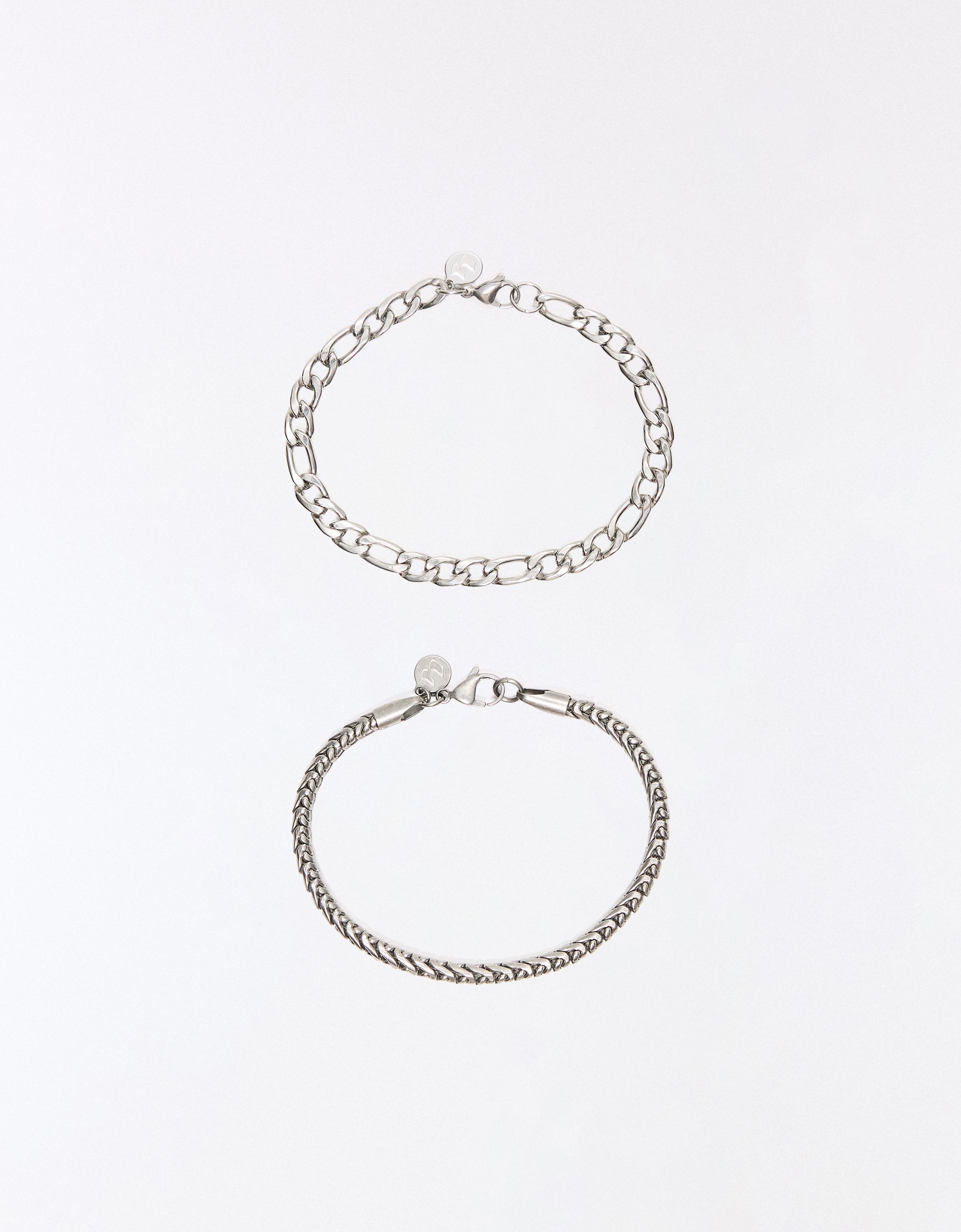 Pack of 2 steel chain bracelets — Silver