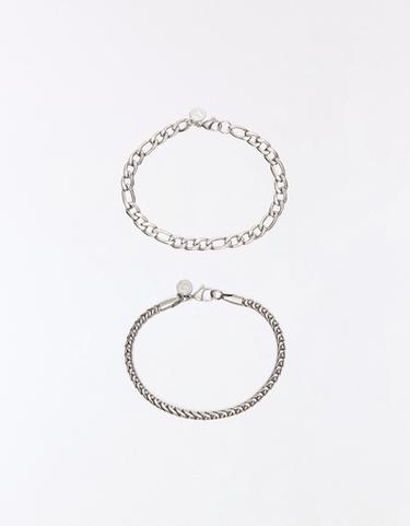 Pack of 2 stainless steel chain bracelets — Silver 2