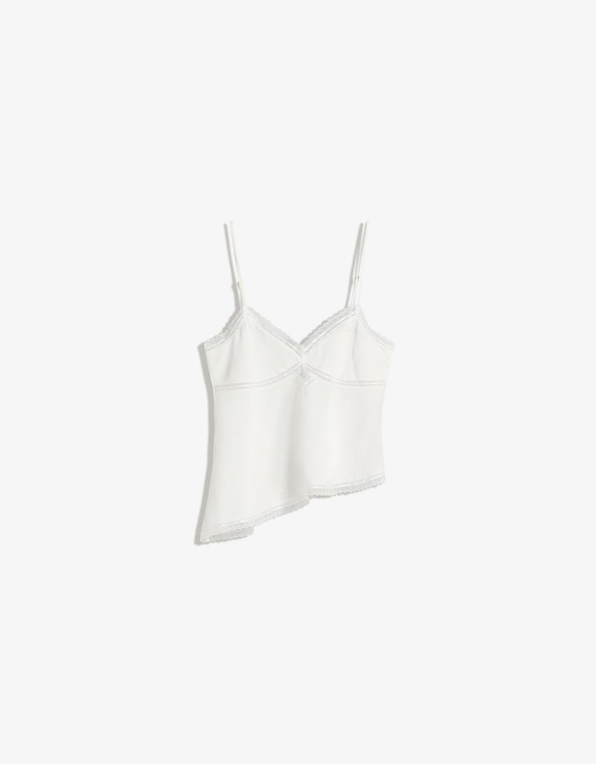 Top bretelline jacquard-Bianco