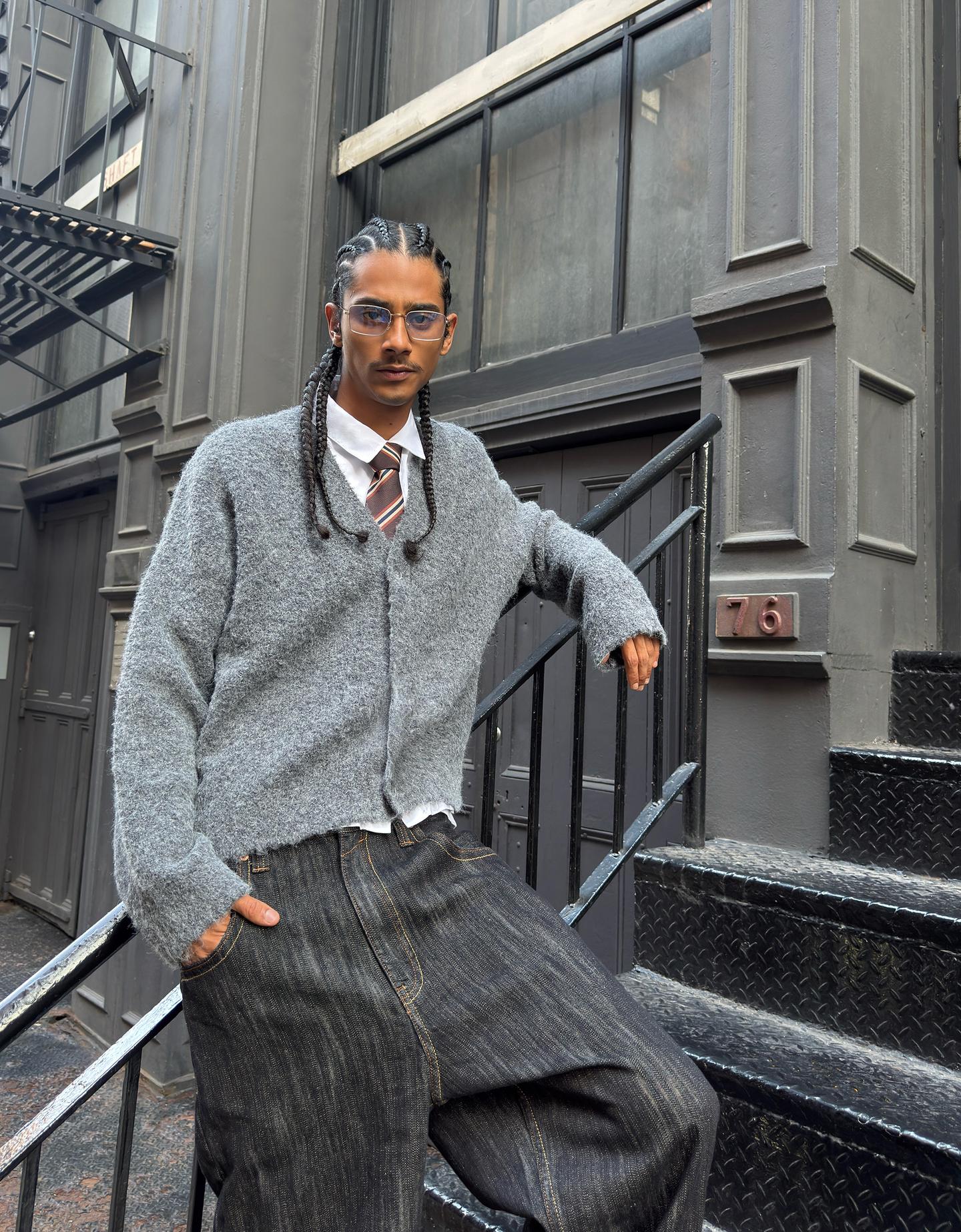 Bershka kardigan z dzianiny ciemnoszary