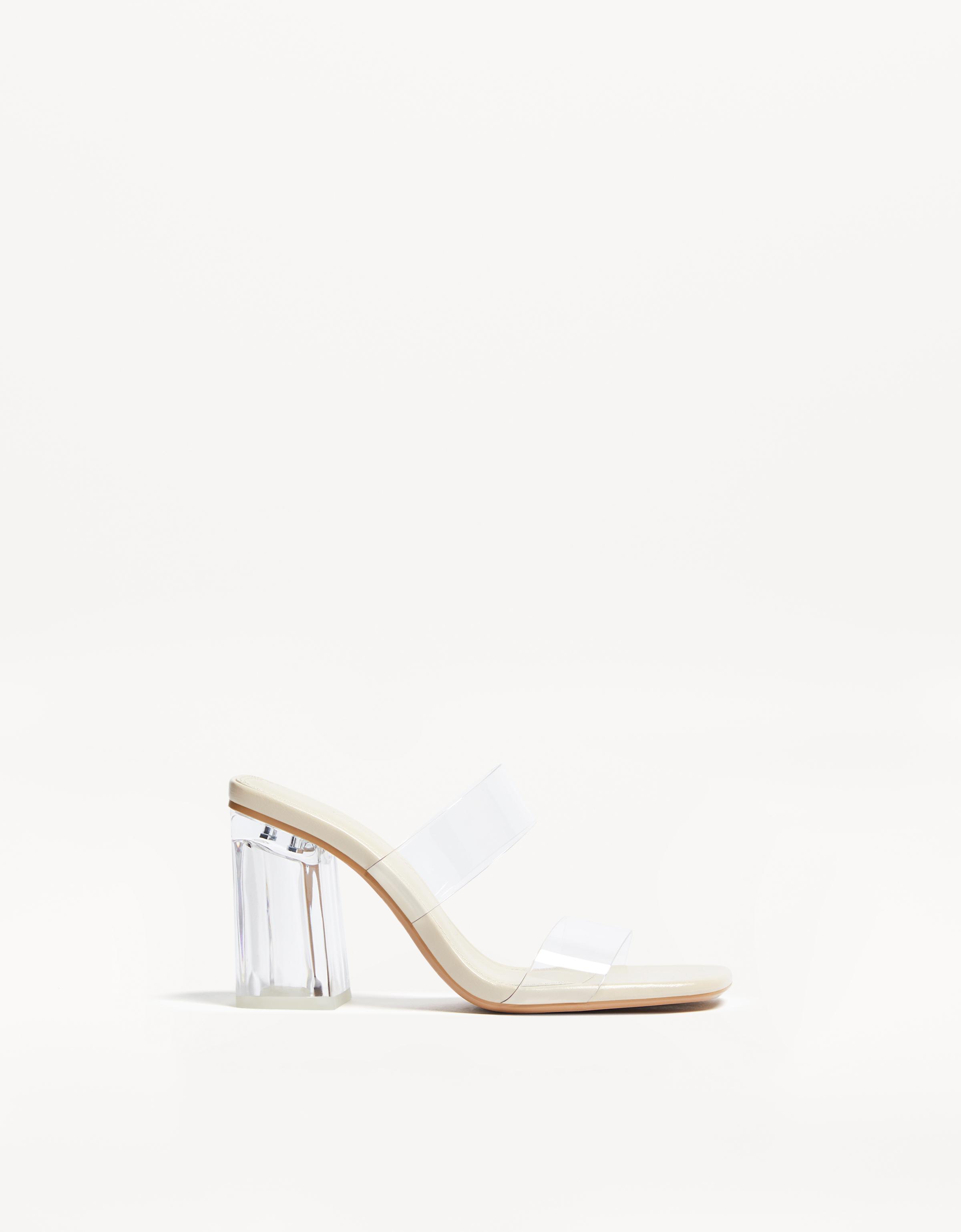 Bershka Absatzsandalen Mit Vinyl-Riemchen Damen 38 Transparent