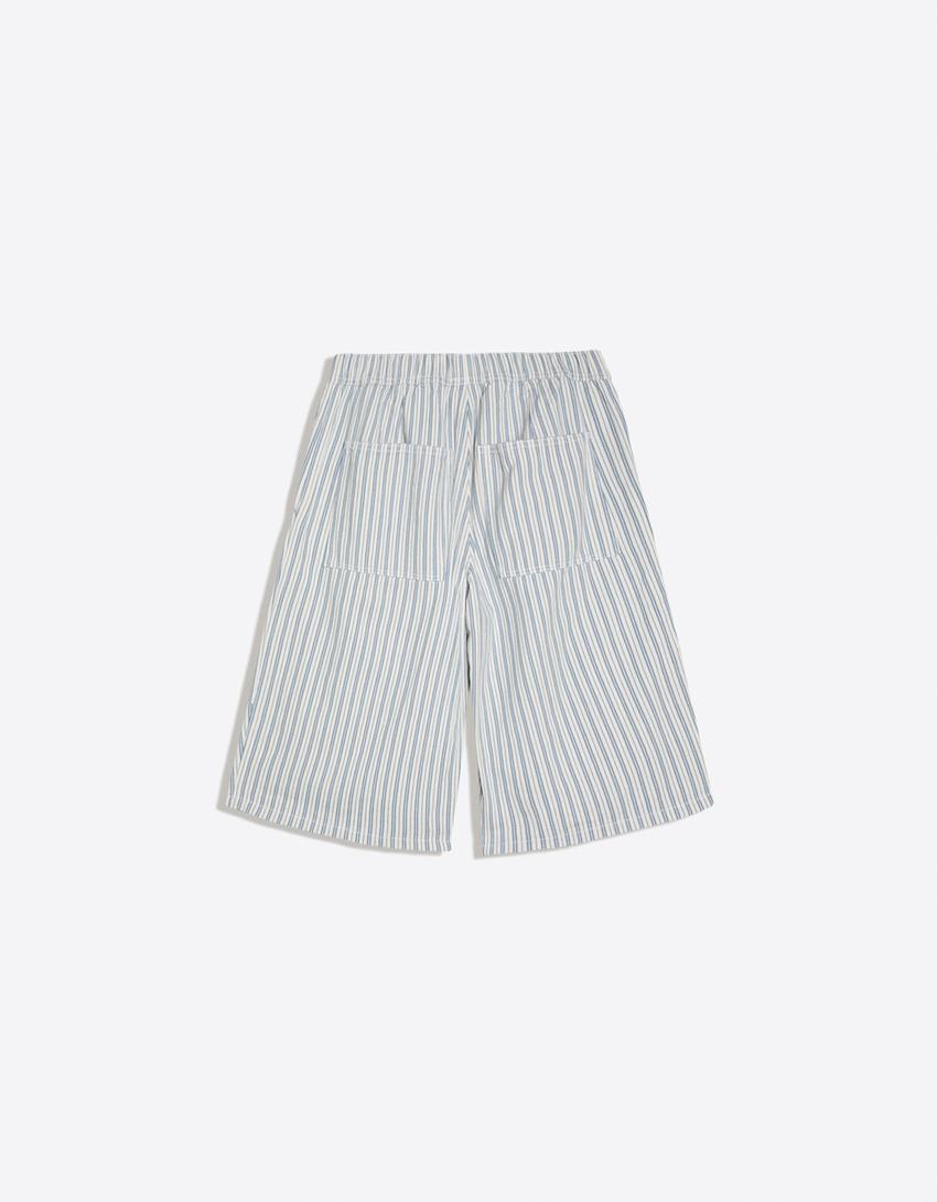 Bermuda parachute en denim-Bleu clair