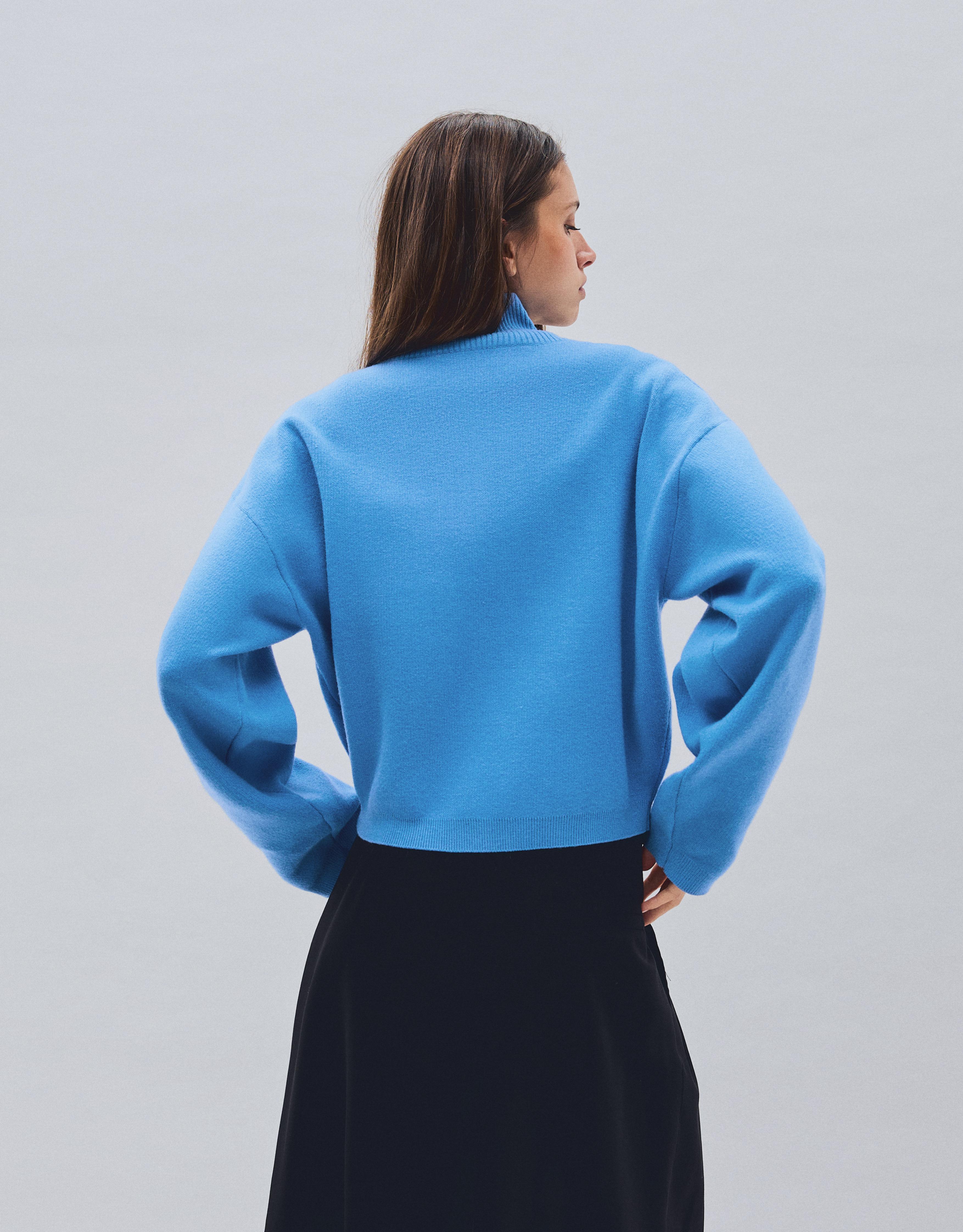 Embroidered zip-up jumper — Blue