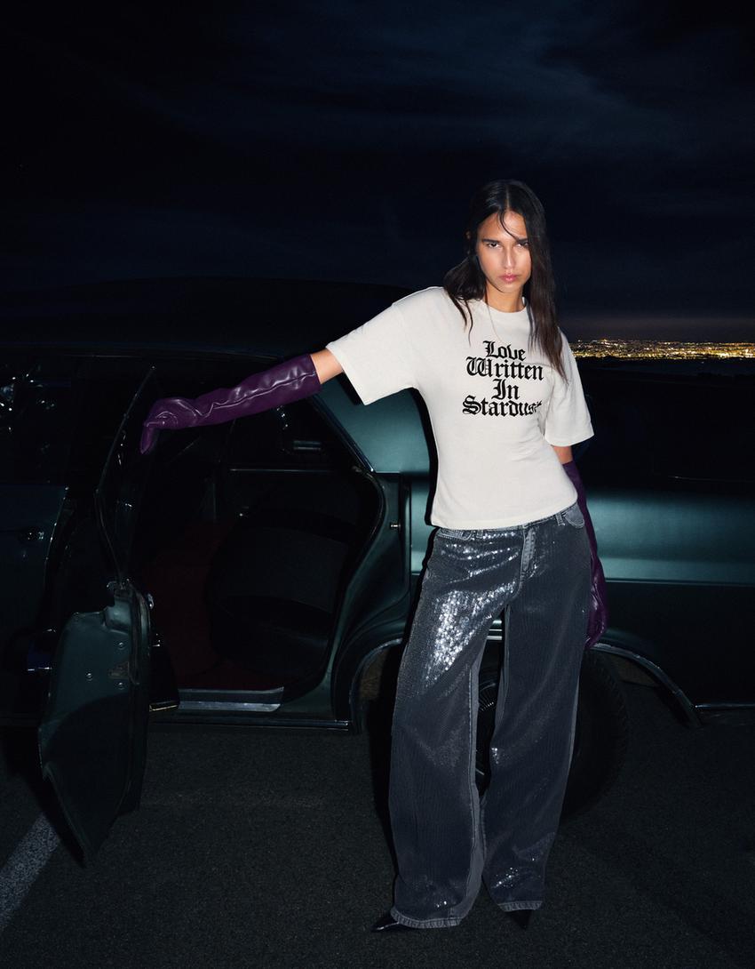 T-shirt manga curta oversize estampado-Gelo