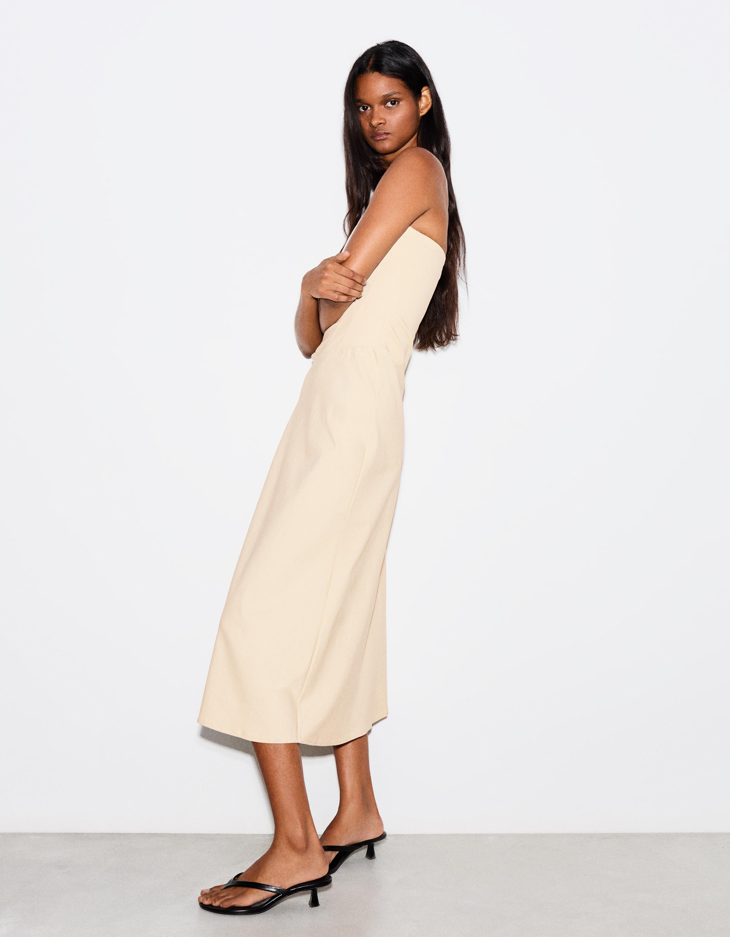 Bandeau midi dress — Sand
