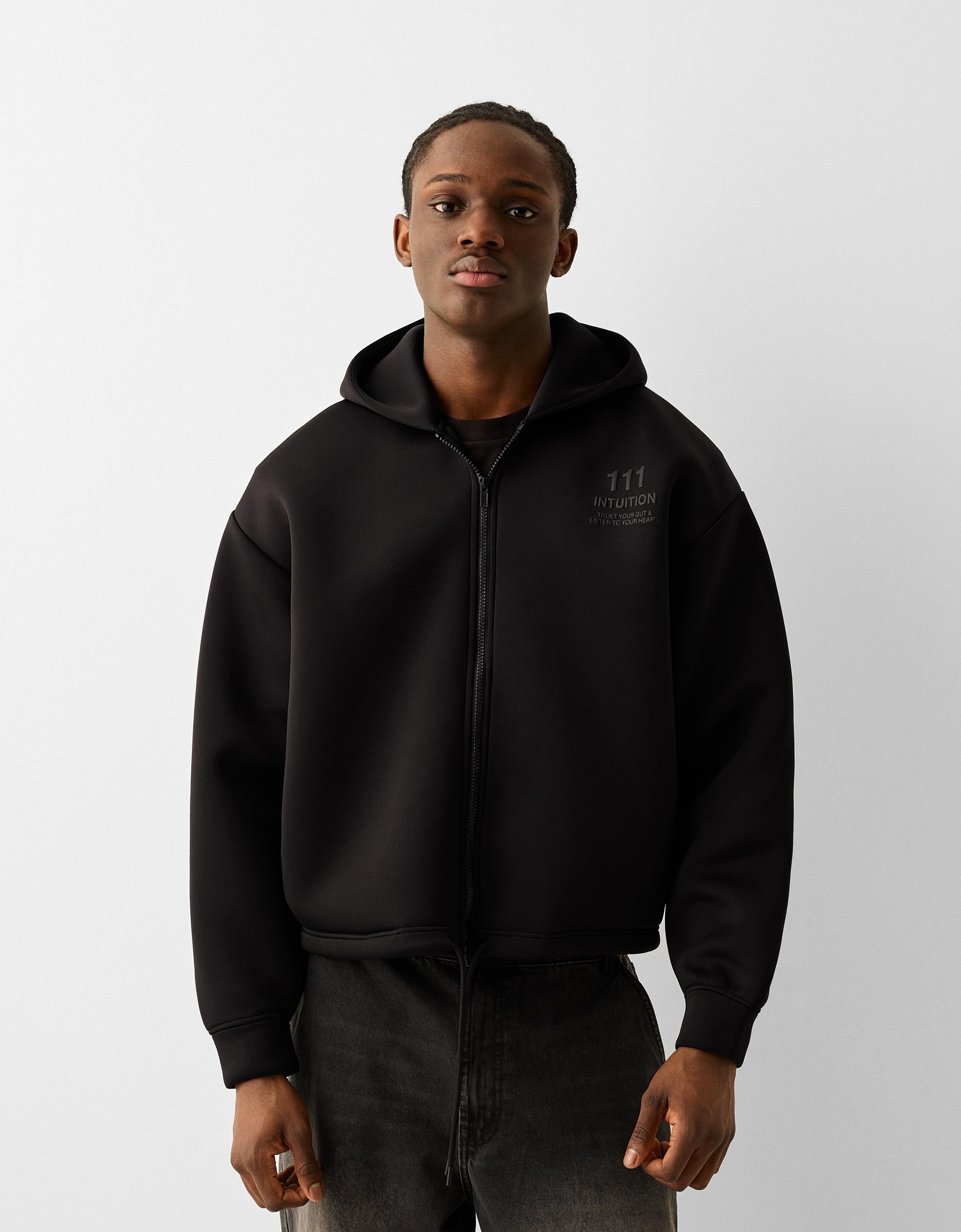 Zip-up slogan hoodie - Men | Bershka