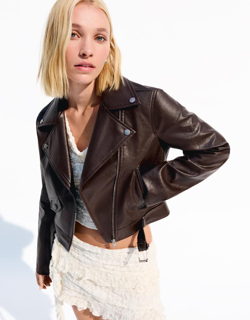 Giacca Biker Bershka Giacca Biker In Finta Pelle Giubbotti E Blazer