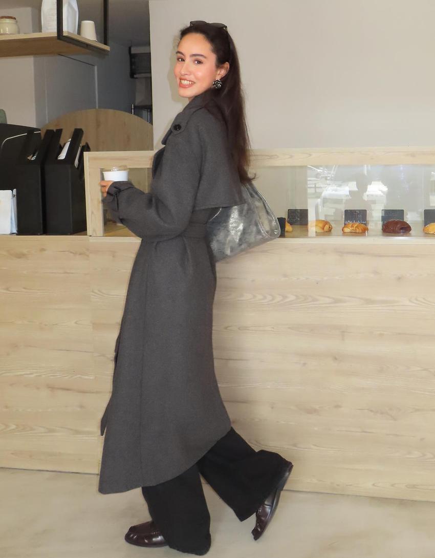 Artilezko trench beroki oversize-Grisa