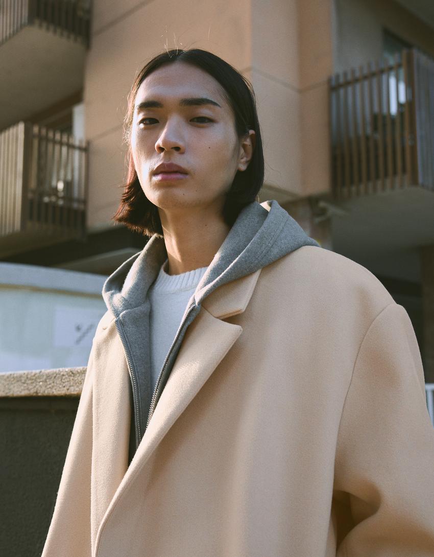 Abrigo paño cruzado-Arena