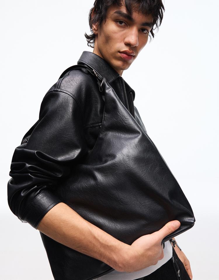 Suni deri büzgülü çanta