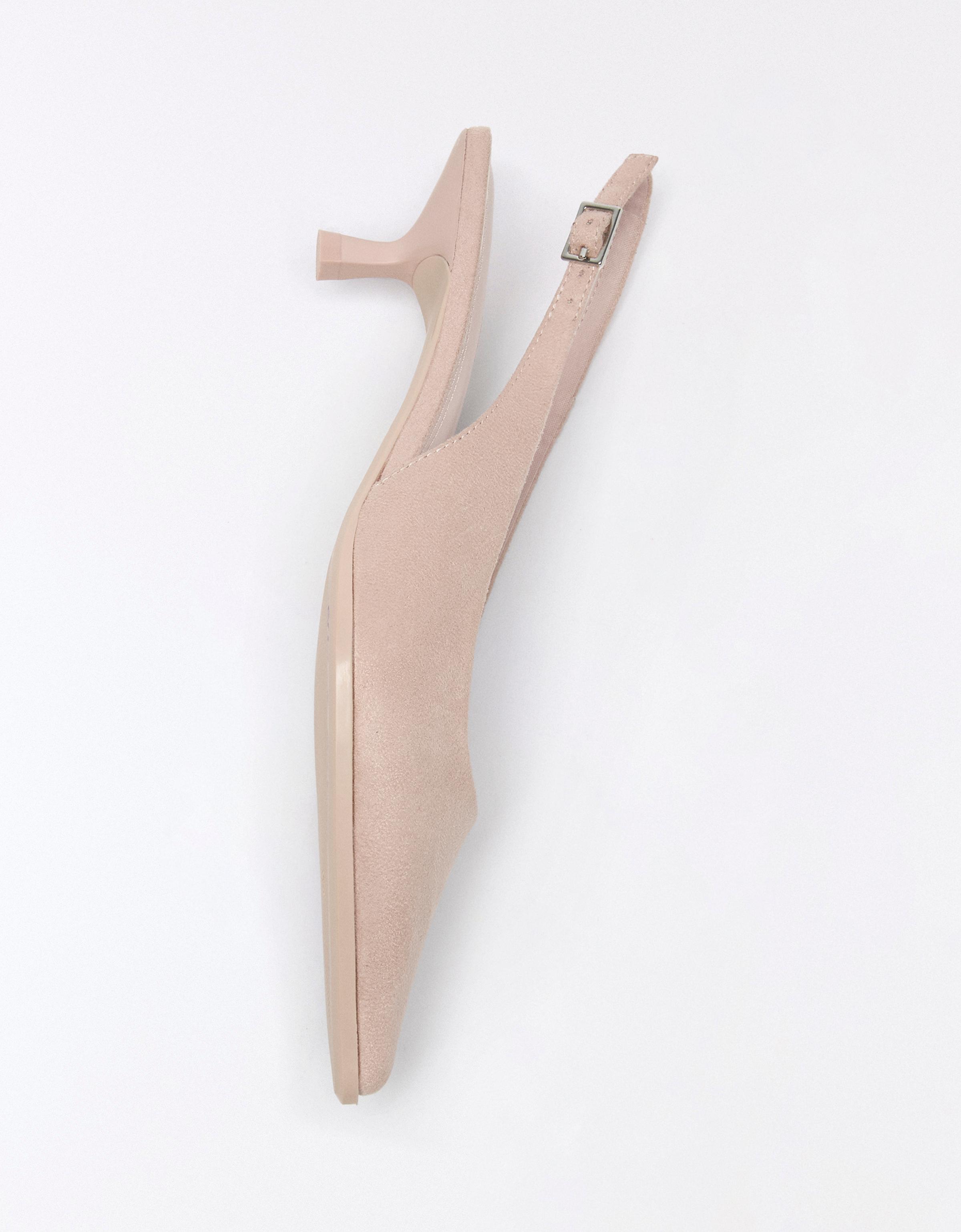 SLINGBACK KITTEN HEEL SHOES — PINK