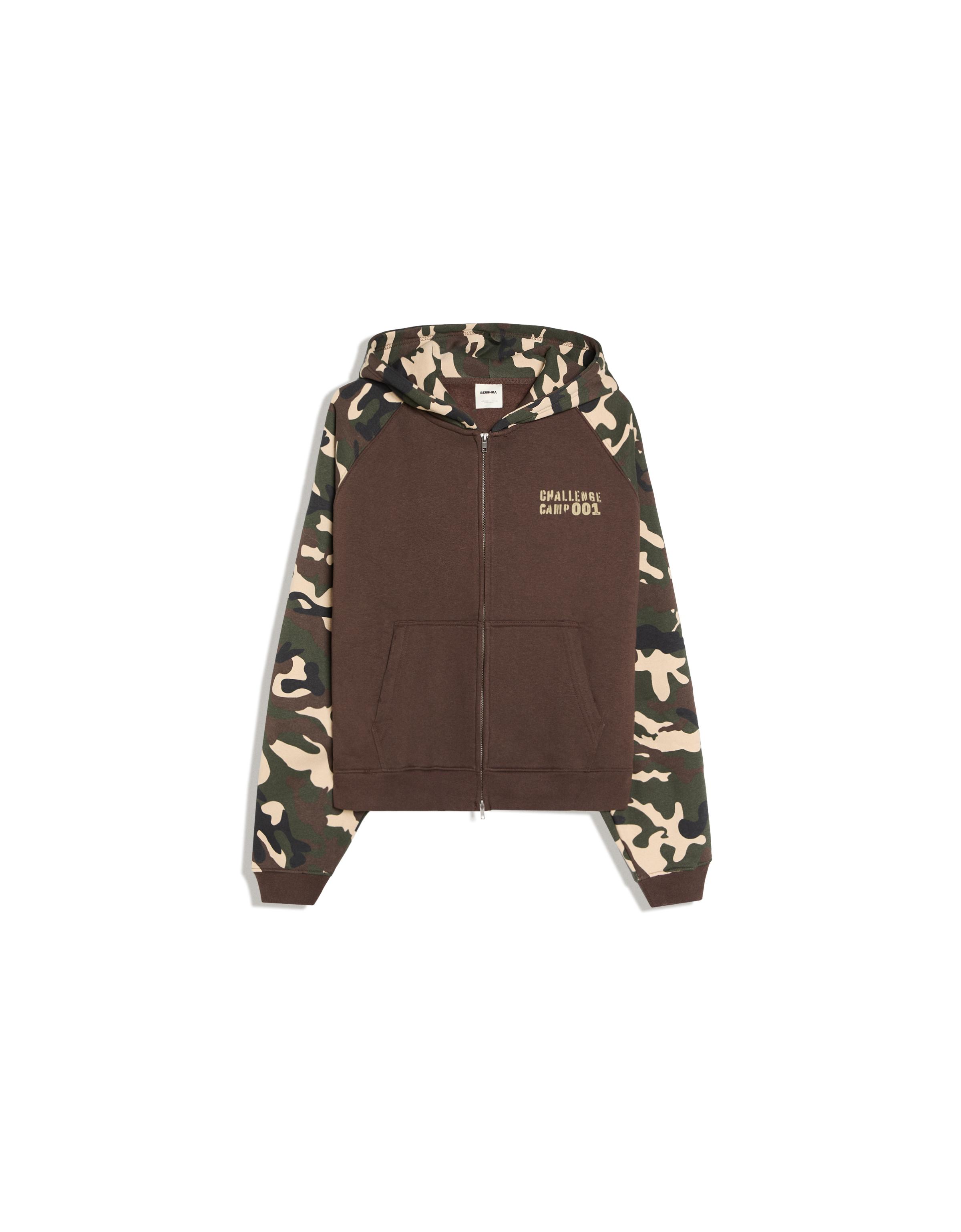 Raglan print hoodie — Khaki