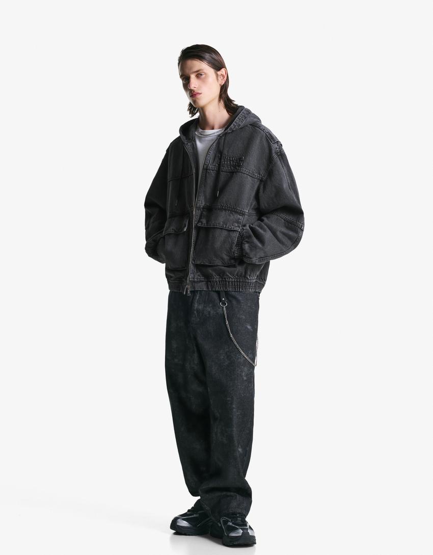 Faded hooded jacket-Black-3
