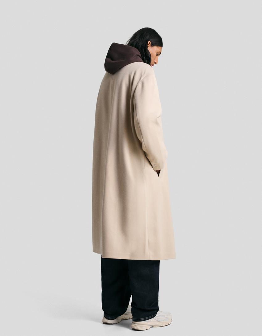 Double-breasted wool cloth coat-Sand