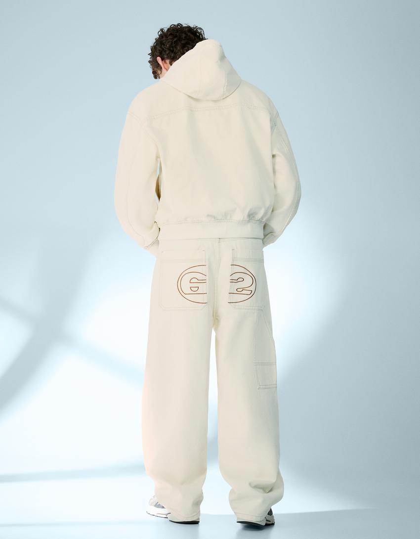 Bomber jakna sa ukrasnim dugmadima-Krem