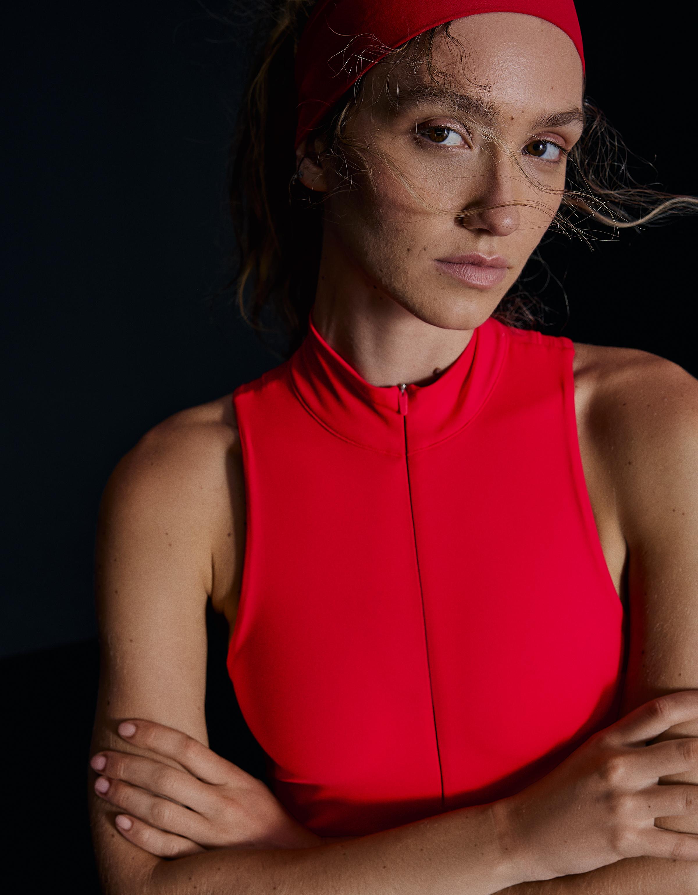 Technical breathable & quick-dry short jumpsuit — Red
