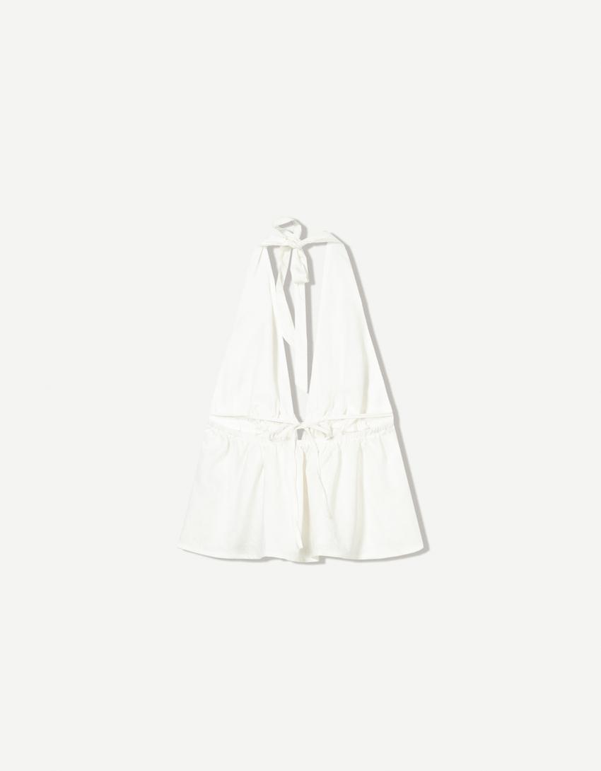 Top halter cu in-Alb
