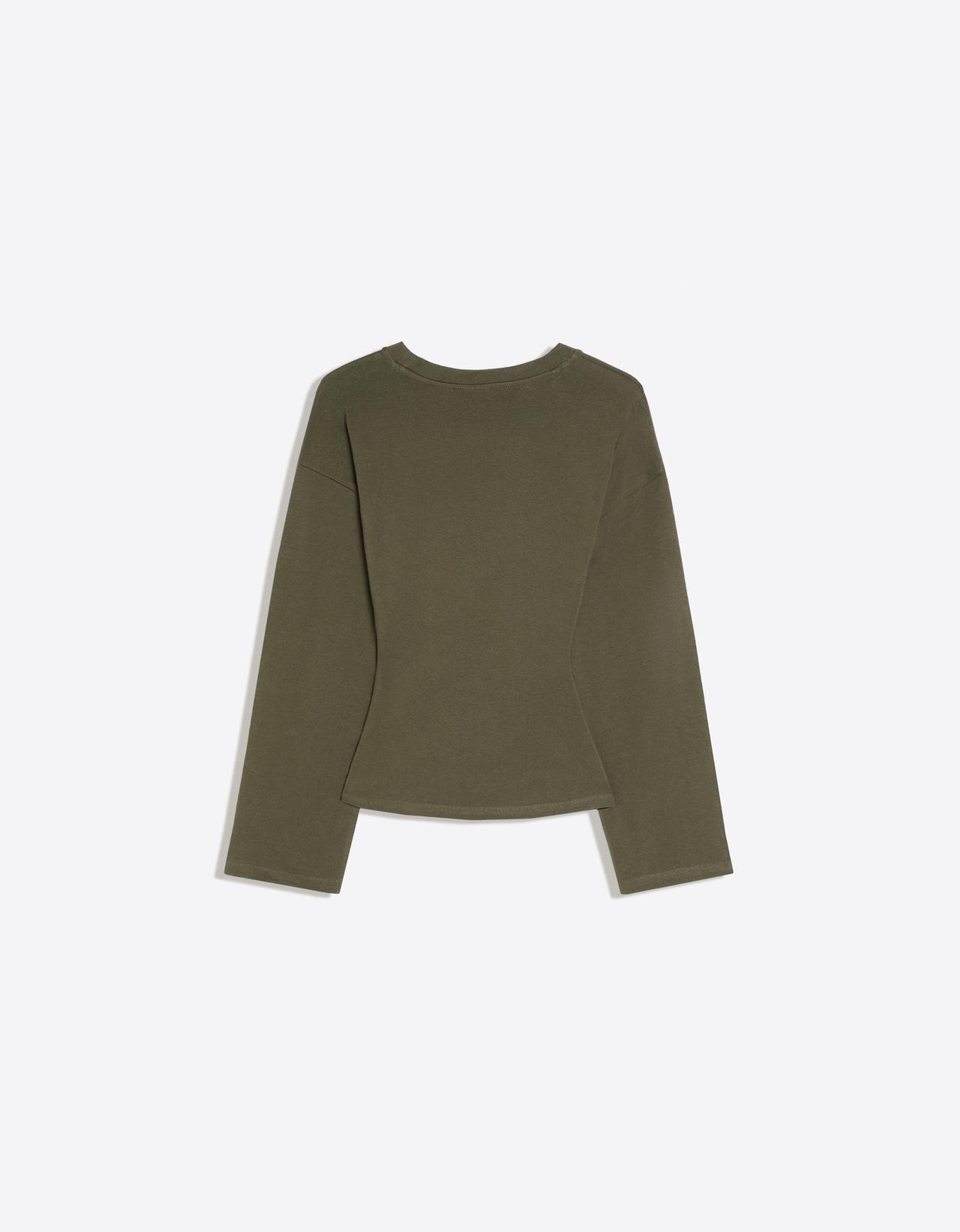 Ruched long sleeve T-shirt — Khaki