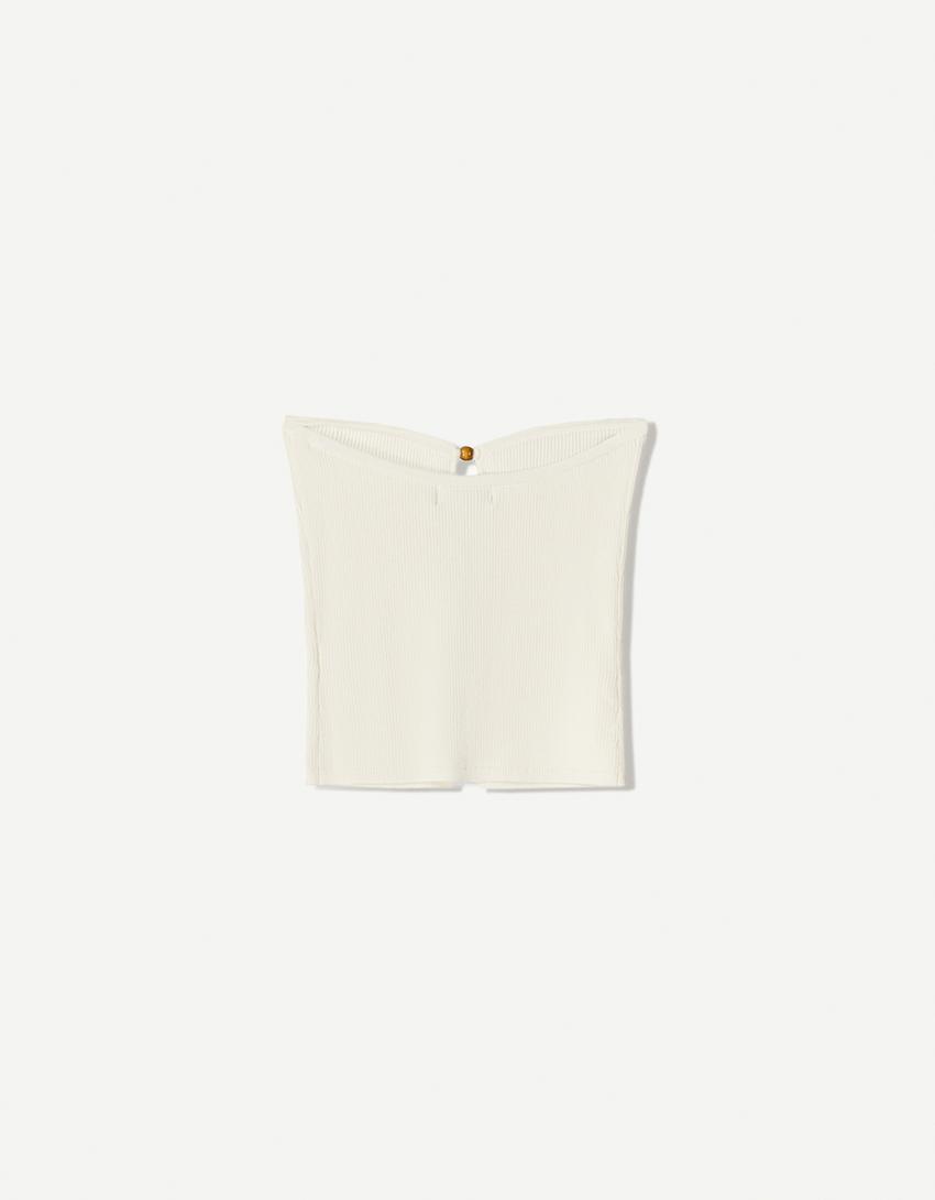 Bandeau top with cut-out detail-Cream-4