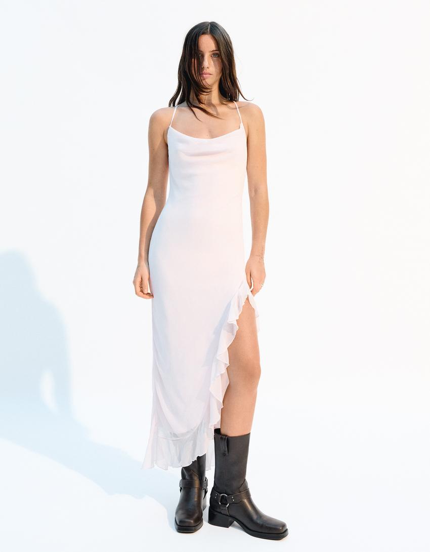 Vestido midi de alças-Rosa-2