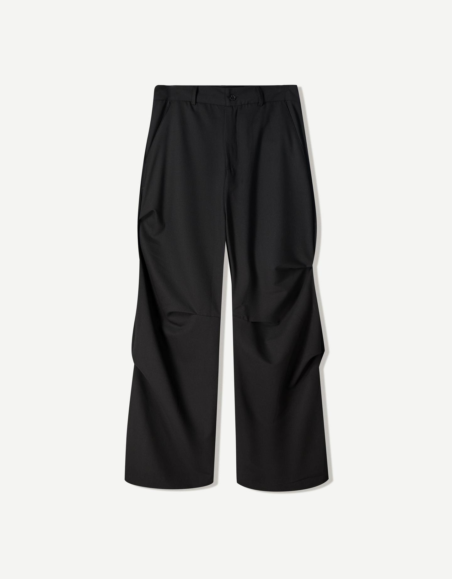 Bershka Pantalón Ca7riel & Paco Amoroso Superbaggy Plieges Hombre 40 Negro