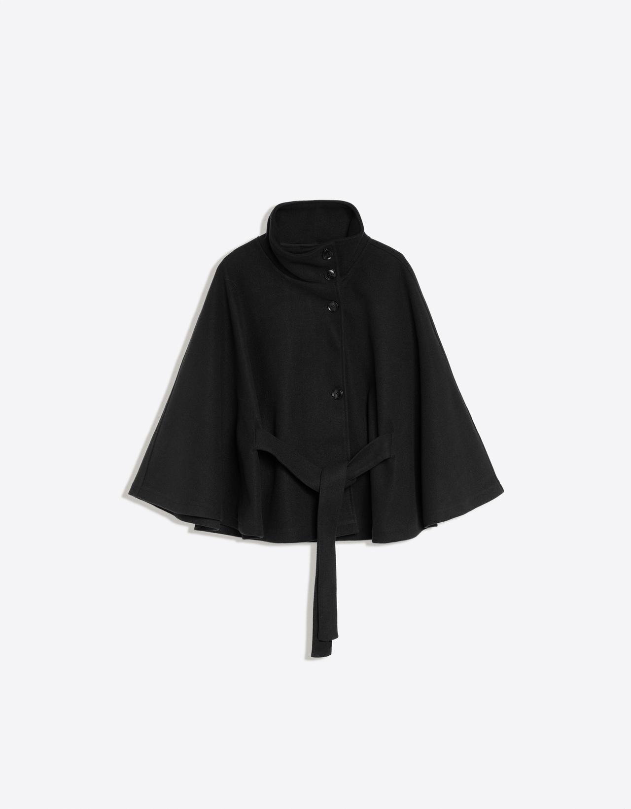 Cape jacket with funnel neck — Black