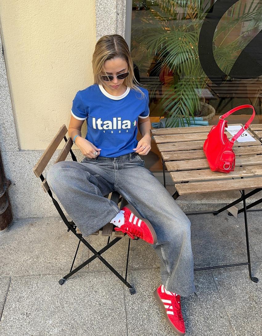 T-shirt manches courtes imprimé-Bleu lavé-3