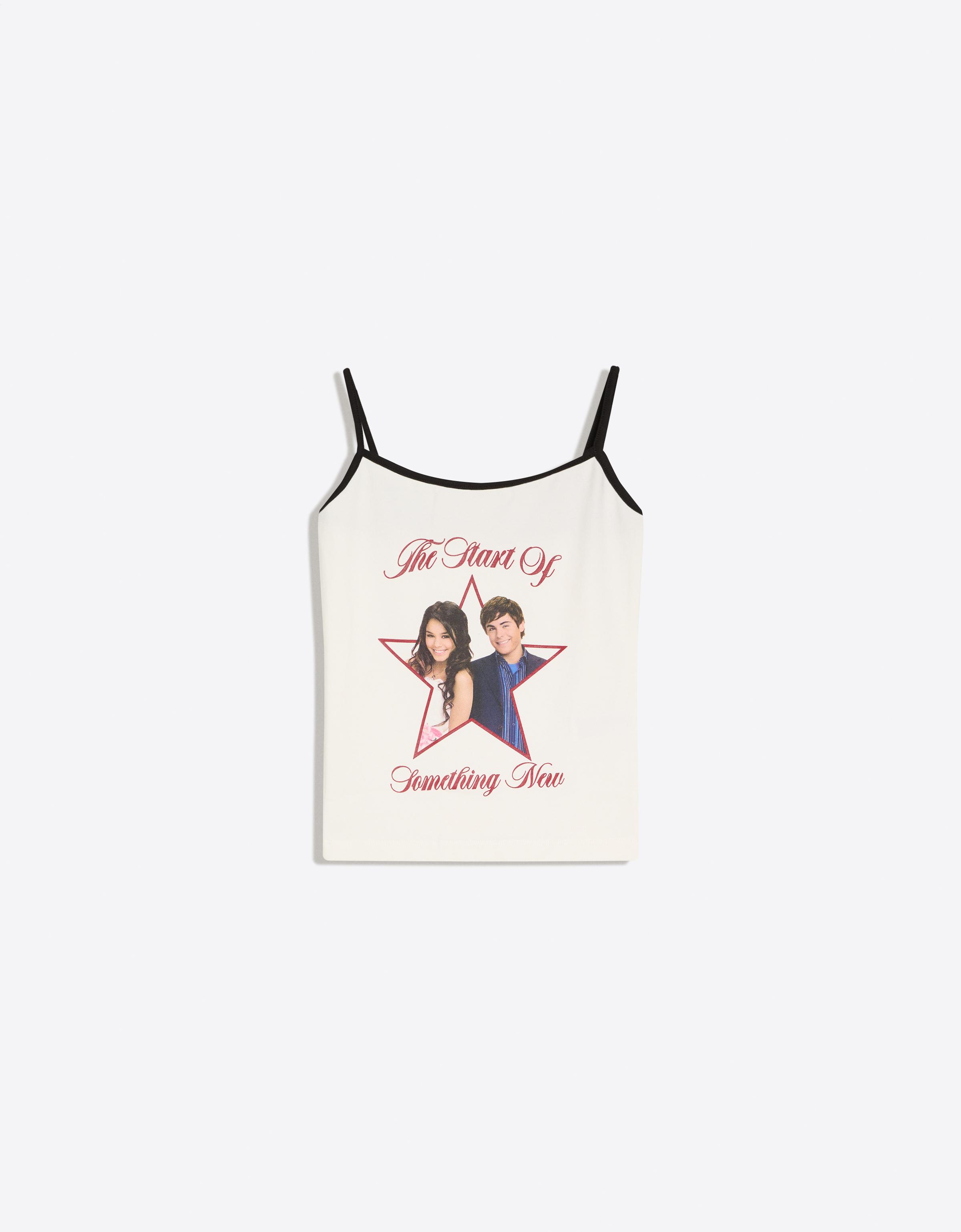 Bershka Top Tirantes Print High School Musical Mujer L Blanco Roto