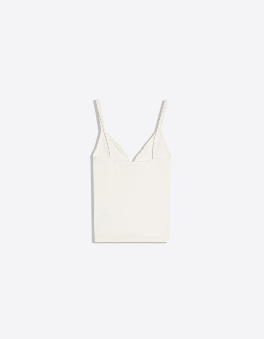 Gathered strappy top-Off white
