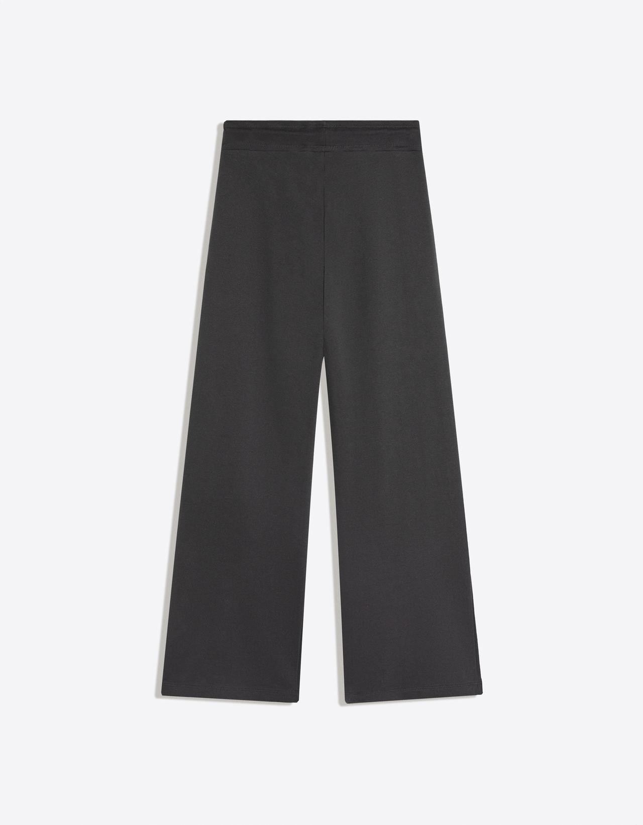 Printed fleece straight trousers — Grey
