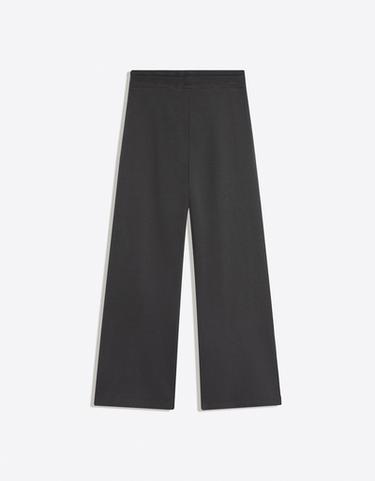 Printed fleece straight trousers — Grey 6