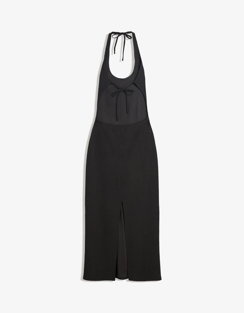 Textured midi dress-Black
