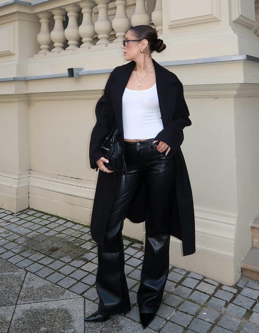 Manteau long doux-Noir