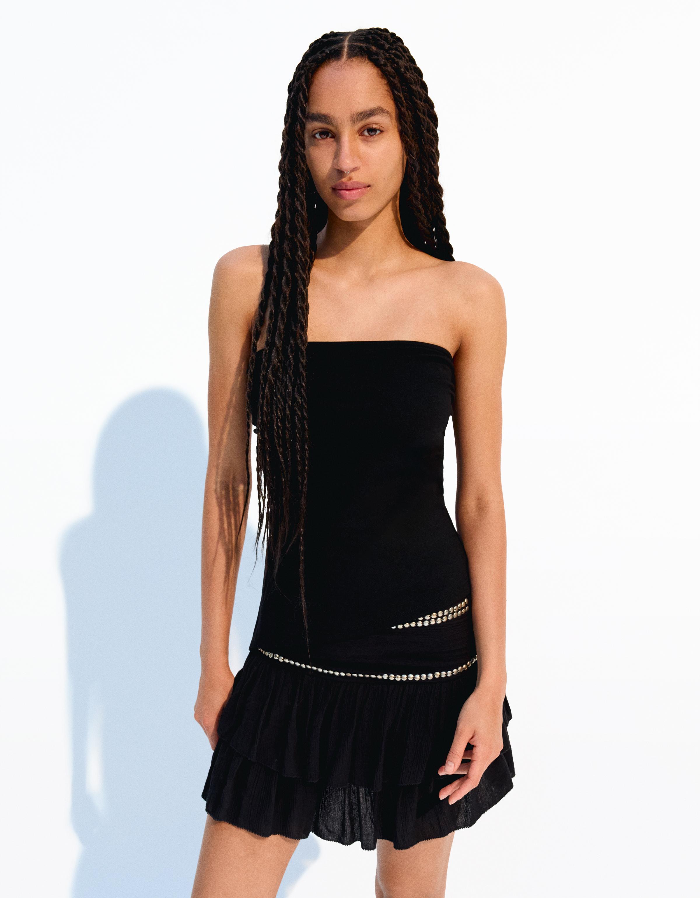 Bershka Bandeau-Top Mit Raffungen Damen Xs Schwarz