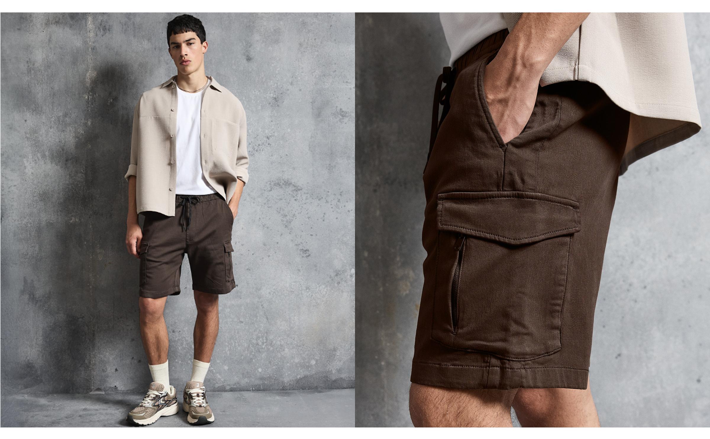 Regular fit cargo Bermuda shorts — Brown