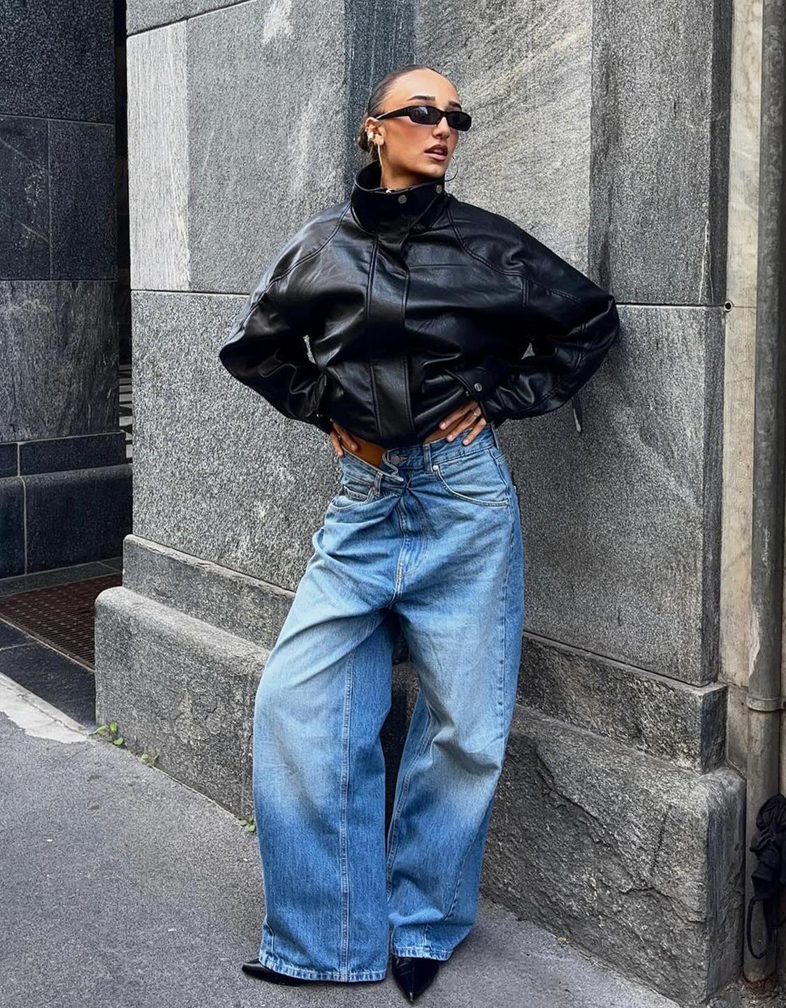 Oversize faux leather jacket