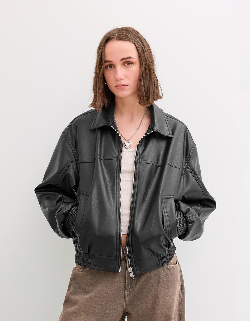 Leather Bomber Similpelle Bershka Giubbotti Ecopelle Bershka