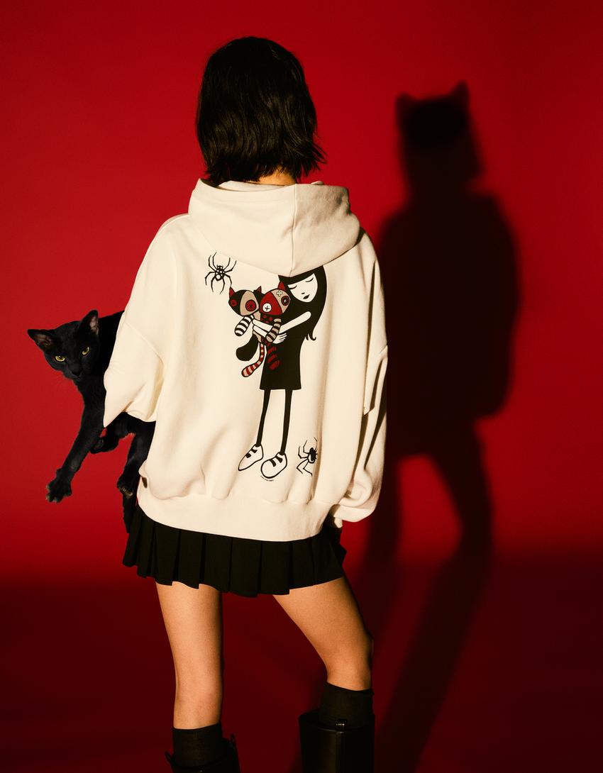 Dessuadora Emily the Strange-Blanc trencat