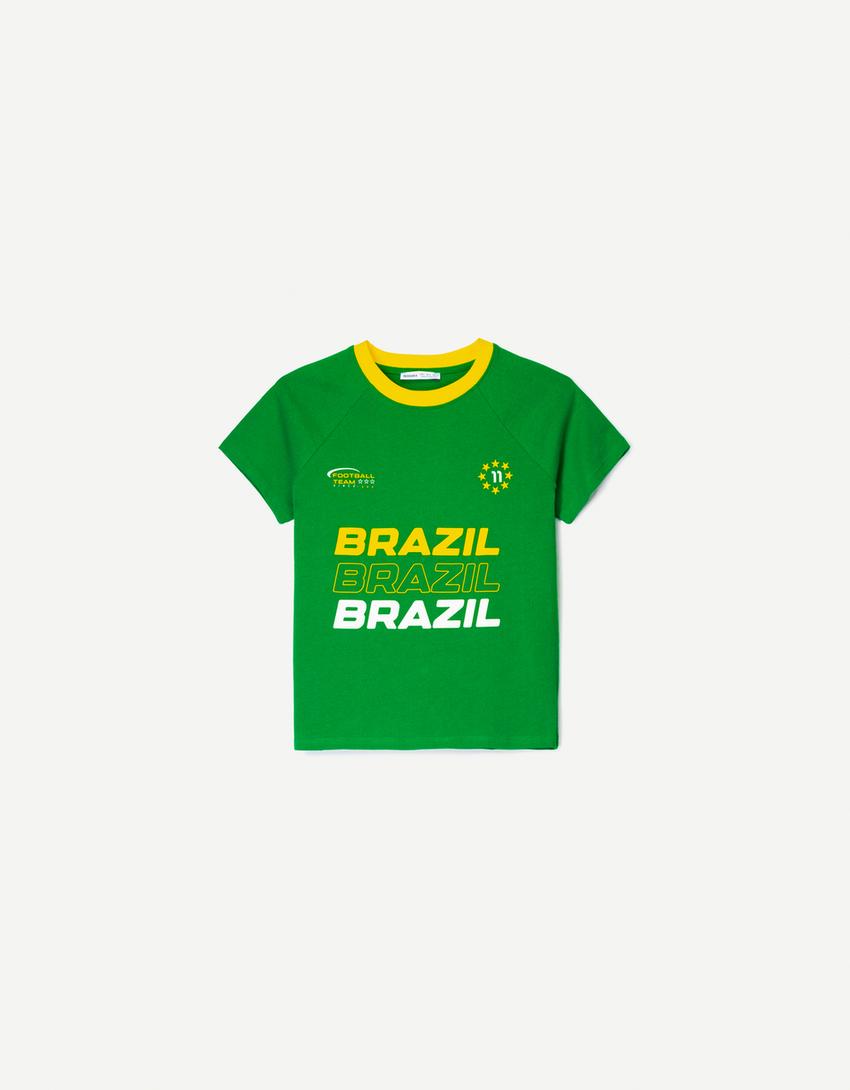 Camiseta manga corta contraste print-Verde-3