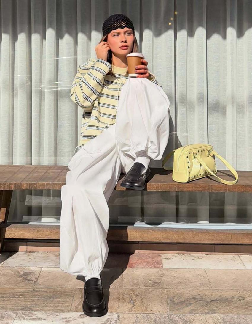 Pantalón bloomer popelín-Blanco