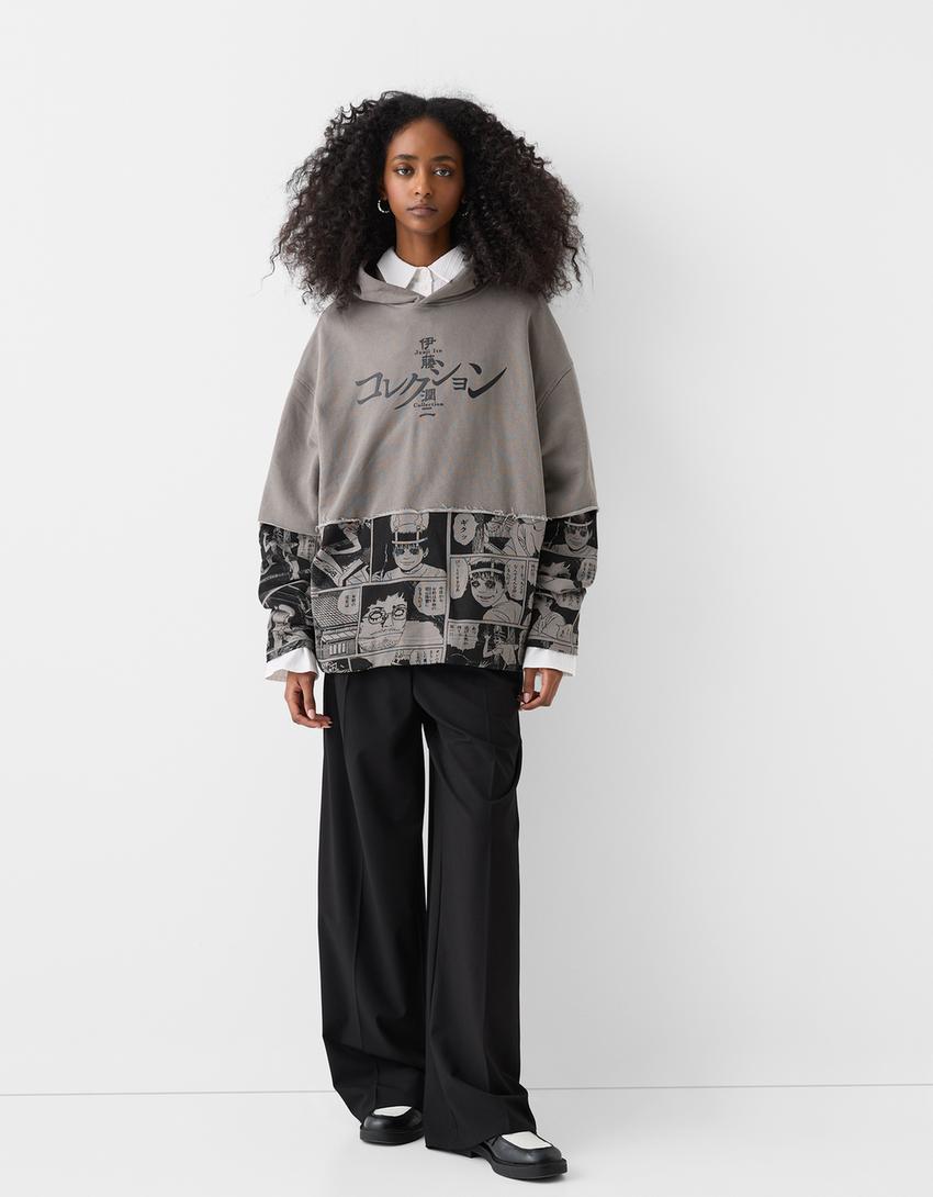 Sweat capuche imprimé Junji Ito Collection-Gris-3